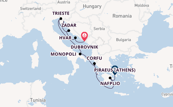 Eastern Mediterranean from Dubrovnik, Croatia with the MS EUROPA 2