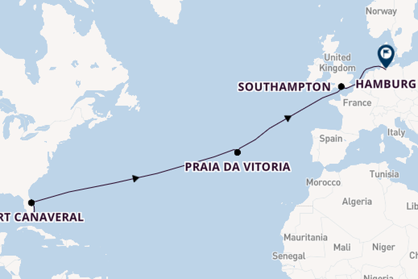 Transatlantic from Fort Lauderdale (Port Everglades), Florida, USA with the Queen Anne