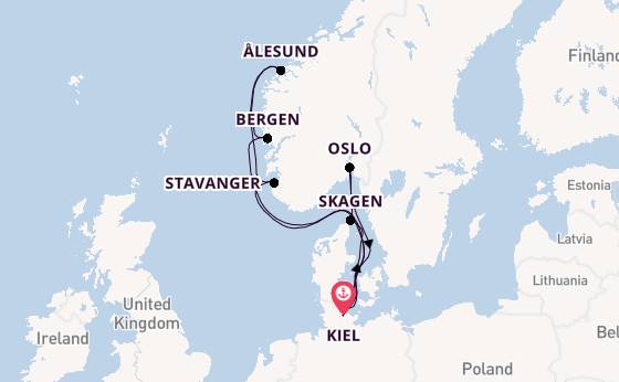 Noorwegen vanaf Kiel, Duitsland met AIDAnova