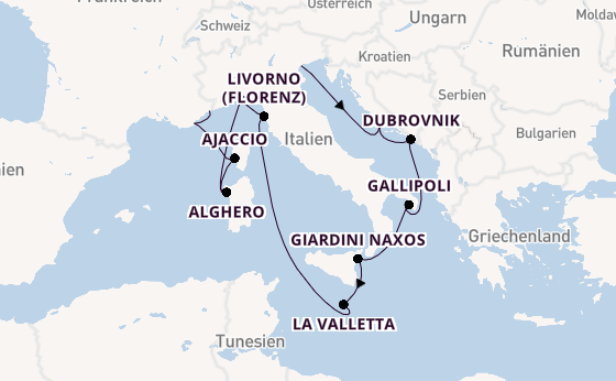 Westliches Mittelmeer ab Venedig, Italien auf der Silver Ray