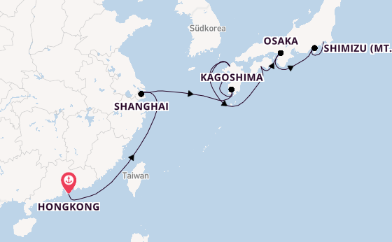 Japan ab Hongkong, China auf der Noordam