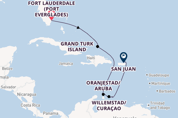 Caribbean from Fort Lauderdale (Port Everglades), Florida, USA with the Crown Princess