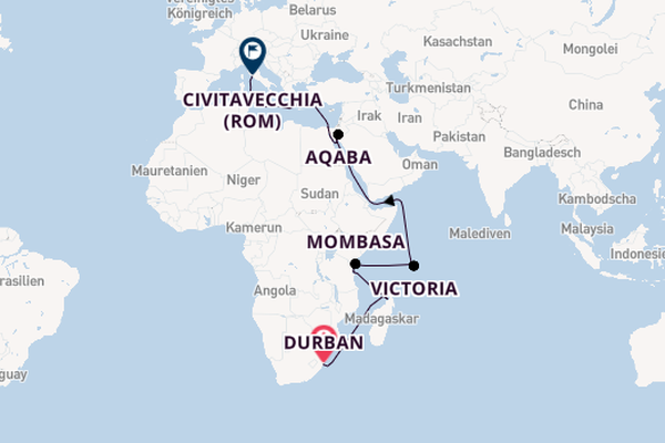 Afrika ab Durban, Südafrika auf der MSC Sinfonia