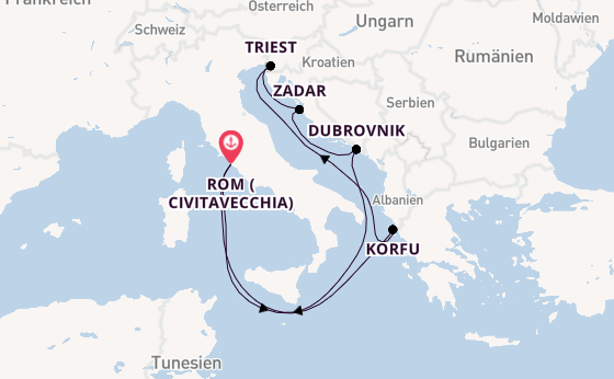 Mittelmeer ab Civitavecchia (Rom), Italien auf der Disney Wish