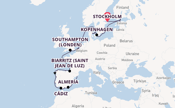 Westelijke Middellandse Zee vanaf Stockholm, Zweden met de Sirena