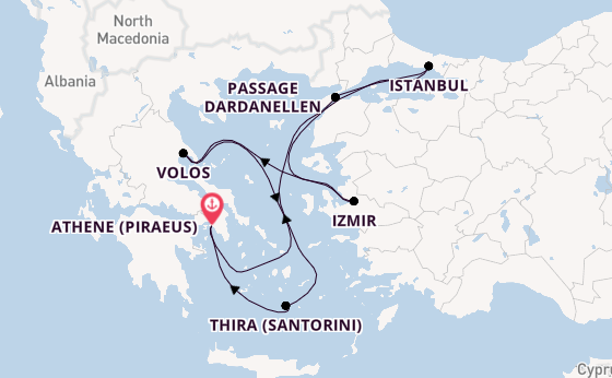 Oostelijke Middellandse Zee vanaf Athene (Piraeus), Griekenland met de Costa Pacifica