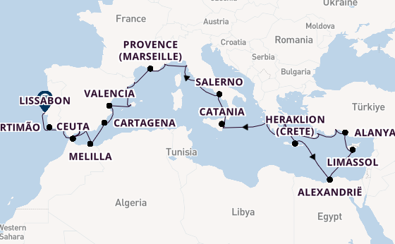 Middellandse Zee vanaf Athene (Piraeus), Griekenland met de Azamara Journey