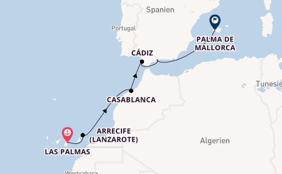 Westliches Mittelmeer ab Las Palmas, Gran Canaria auf AIDAblu