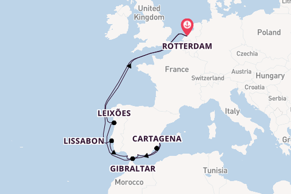 Westelijke Middellandse Zee vanaf Rotterdam, Nederland met de Nieuw Statendam