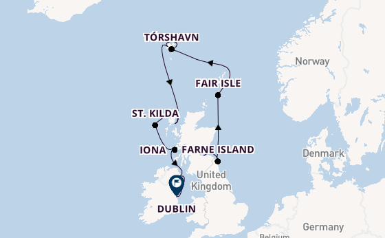British Isles from Leith (Edinburgh), Scotland with the Silver Wind