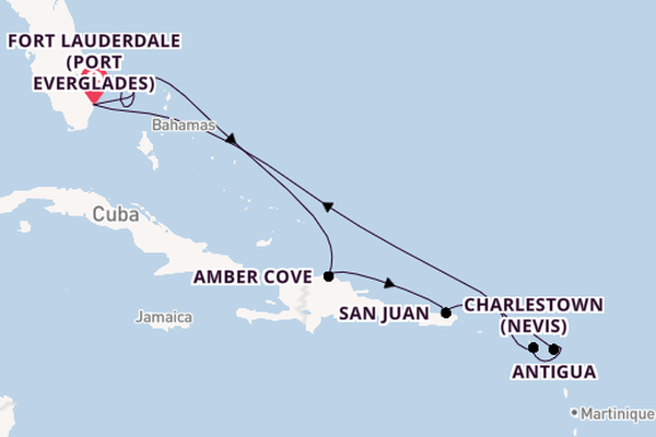 Caribbean from Fort Lauderdale (Port Everglades), Florida, USA with the Enchanted Princess