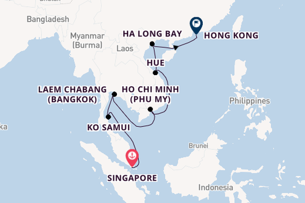 Southeast Asia from Singapore, Singapore with the Seven Seas Splendor
