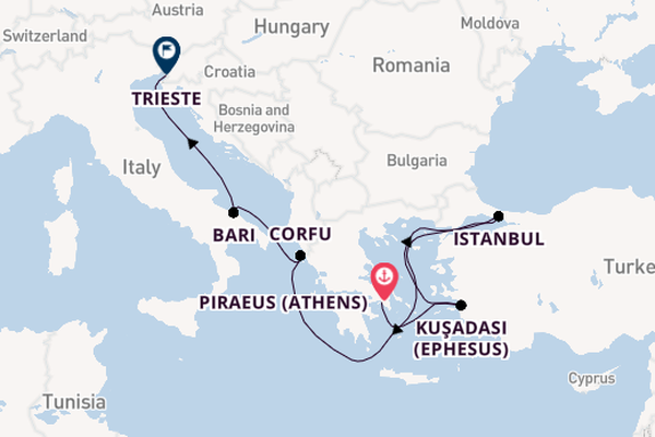 Mediterranean from Piraeus (Athens), Greece with the MSC Splendida