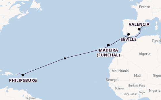 Western Mediterranean from San Juan, Puerto Rico with the Viking Sea