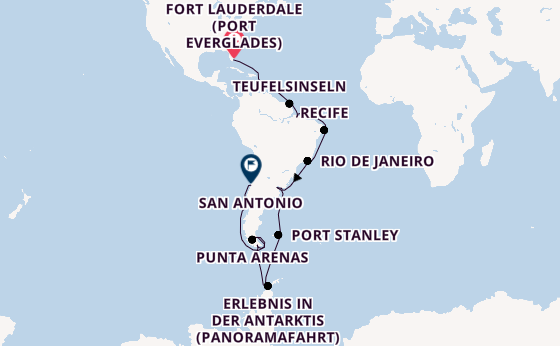 Südamerika ab Fort Lauderdale (Port Everglades), USA auf der Volendam