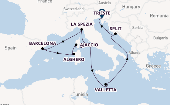 Western Mediterranean from Rome (Civitavecchia), Italy with the Queen Elizabeth