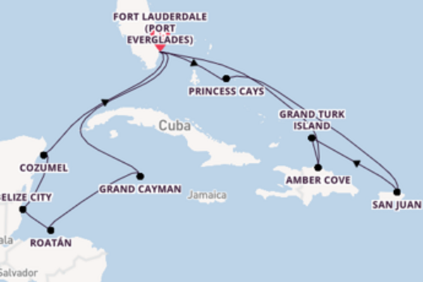 15 day cruise with the Caribbean Princess to Fort Lauderdale (Port Everglades)