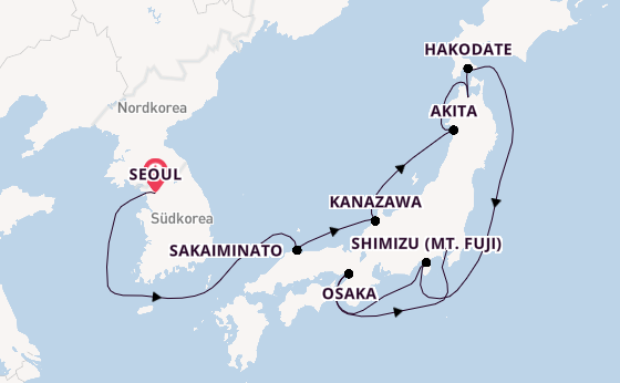 Japan ab Seoul, Südkorea auf der Norwegian Jade