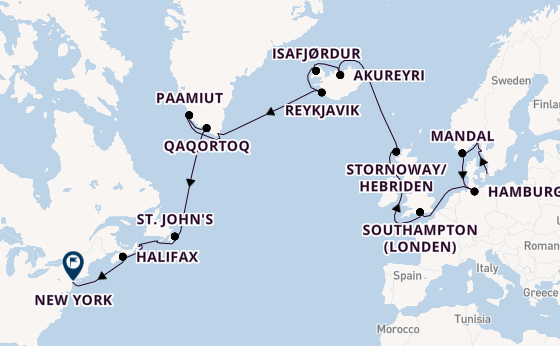 trans-Atlantisch vanaf Kopenhagen, Denemarken met de Explora V