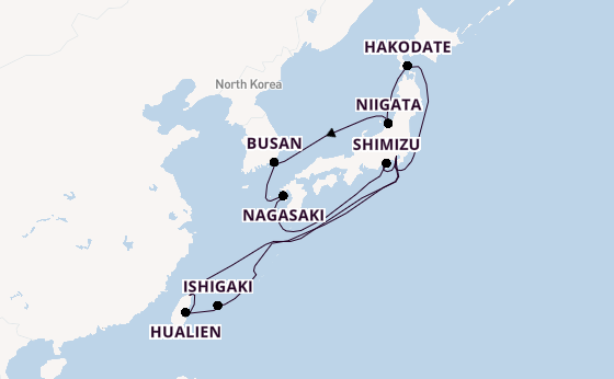 Japan vanaf Tokio, Japan met de Diamond Princess