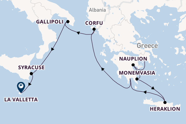 Middellandse Zee vanaf Athene (Piraeus), Griekenland met de Le Champlain