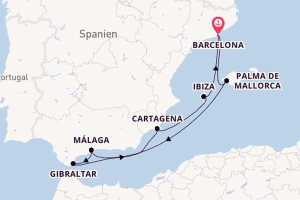 Mediterrane Schätze mit Gibraltar ab Barcelona
