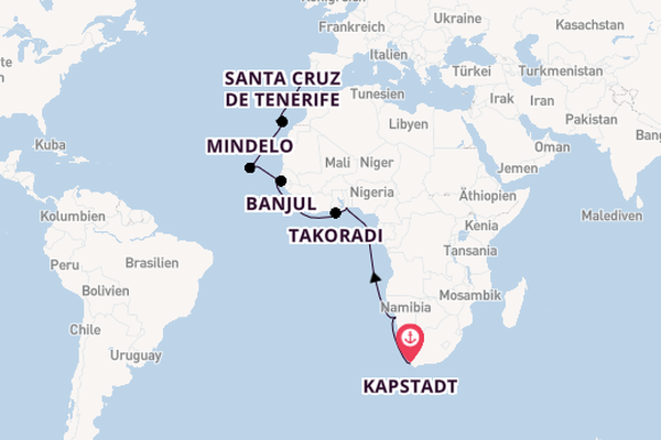 Afrika ab Kapstadt, Südafrika auf der Seven Seas Voyager