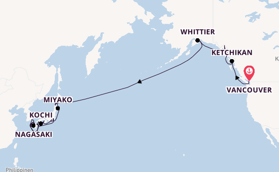 Transpazifik ab Vancouver, Kanada auf der Seven Seas Explorer