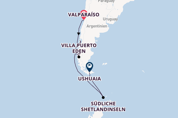 Südamerika ab Valparaíso, Chile auf der MS Fridtjof Nansen