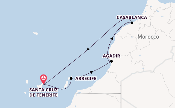 Canary Islands from Santa Cruz de Tenerife, Spain with the Azura