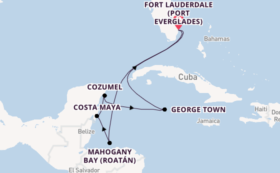 Western Caribbean from Fort Lauderdale (Port Everglades), Florida, USA with the Celebrity Xcel