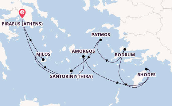 Eastern Mediterranean from Piraeus (Athens), Greece with the Ilma