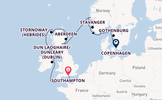 British Isles from Southampton, England with the Marina