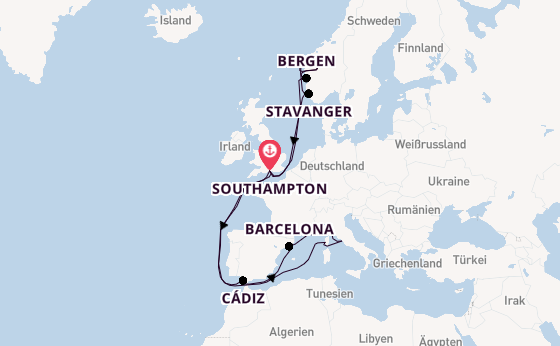 Westliches Mittelmeer ab Southampton, Großbritannien auf der Sky Princess