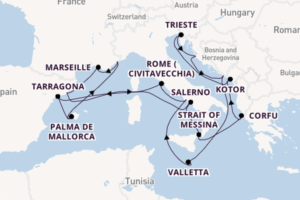 Western Mediterranean from Barcelona, Spain with the Queen Victoria