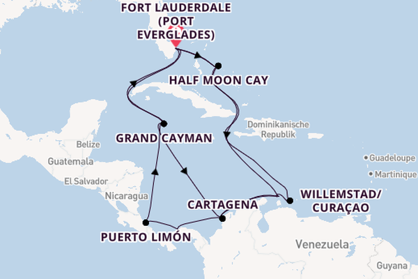 Karibik ab Fort Lauderdale (Port Everglades), USA auf der Oosterdam