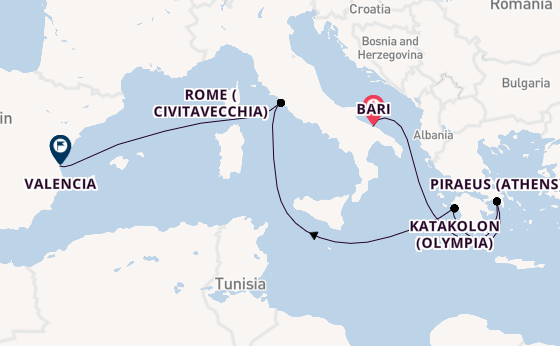 Mediterranean from Bari, Italy with the MSC Sinfonia
