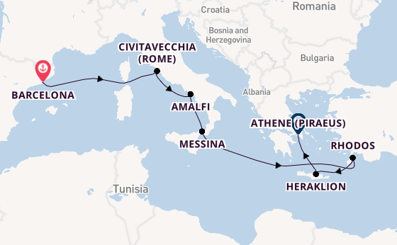 Middellandse Zee vanaf Barcelona, Spanje met de Celebrity Infinity