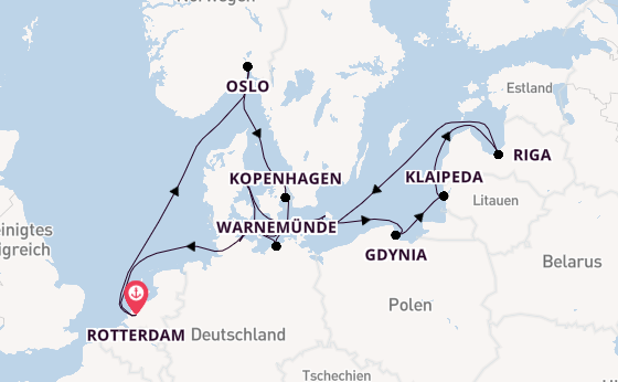 Norwegen ab Rotterdam, Niederlande auf der Rotterdam