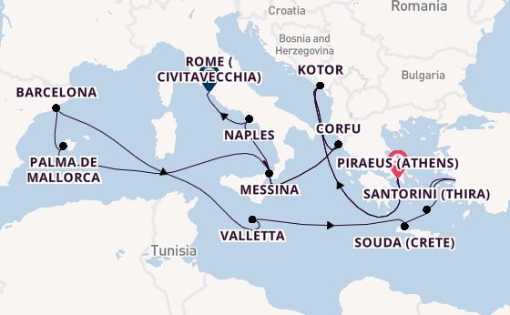 Mediterranean from Piraeus (Athens), Greece with the Oosterdam