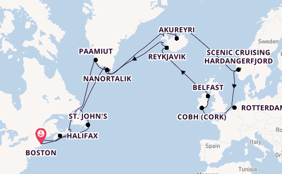 Transatlantic from Boston, Massachusetts with the Volendam