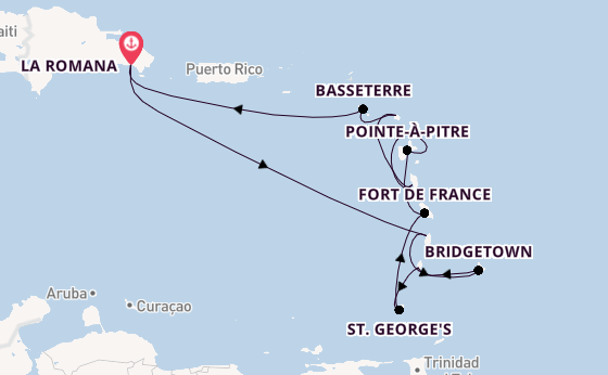 Zuidelijke Caraïben vanaf La Romana met de Mein Schiff 2 