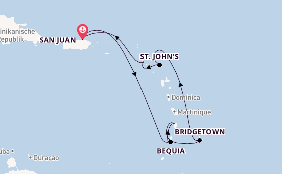 Karibik ab San Juan, Puerto Rico auf der EXPLORA II