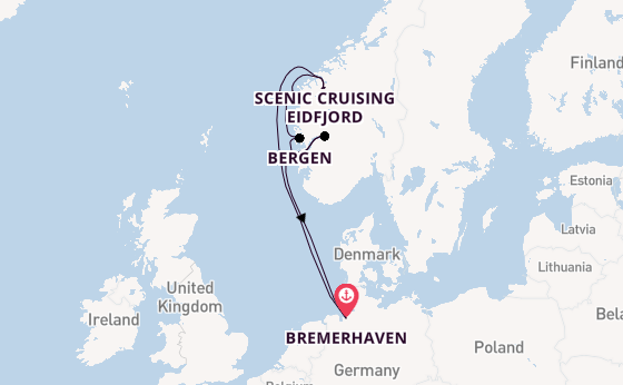 Noorwegen vanaf Bremerhaven, Duitsland met de Artania