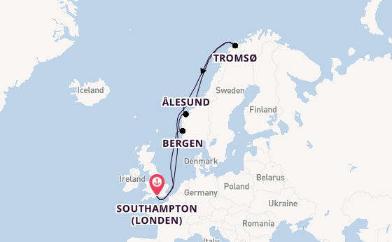 Noorwegen vanaf Southampton (Londen), Engeland met de Queen Mary 2