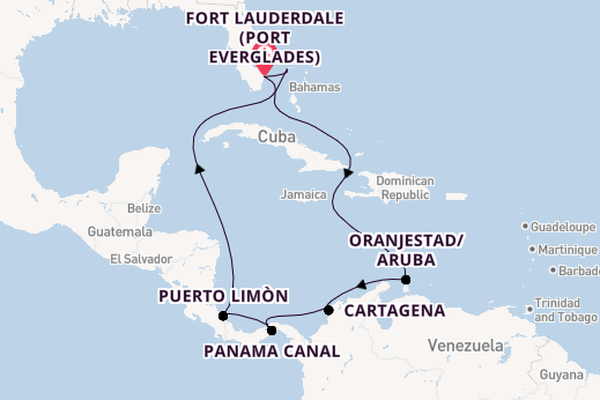 Central America from Fort Lauderdale (Port Everglades), Florida, USA with the Caribbean Princess