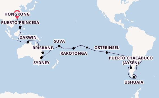 Transpazifik ab Hongkong, China auf der Costa Serena