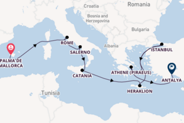 Aanschouw Palma de Mallorca, Catania en Antalya