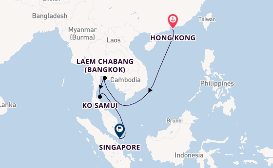South East Asia from Hong Kong, China with the Queen Anne