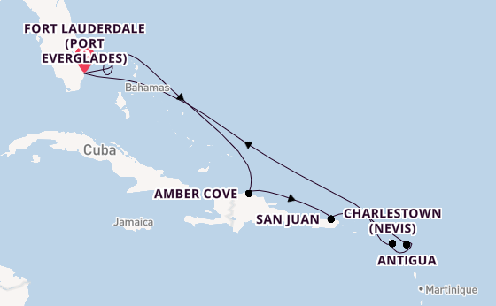 Caribbean from Fort Lauderdale (Port Everglades), Florida, USA with the Enchanted Princess